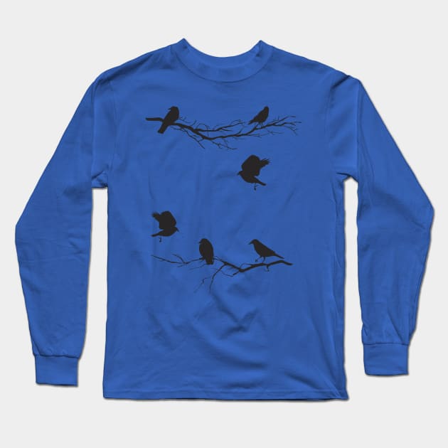 Crows On Branches Long Sleeve T-Shirt by SWON Design